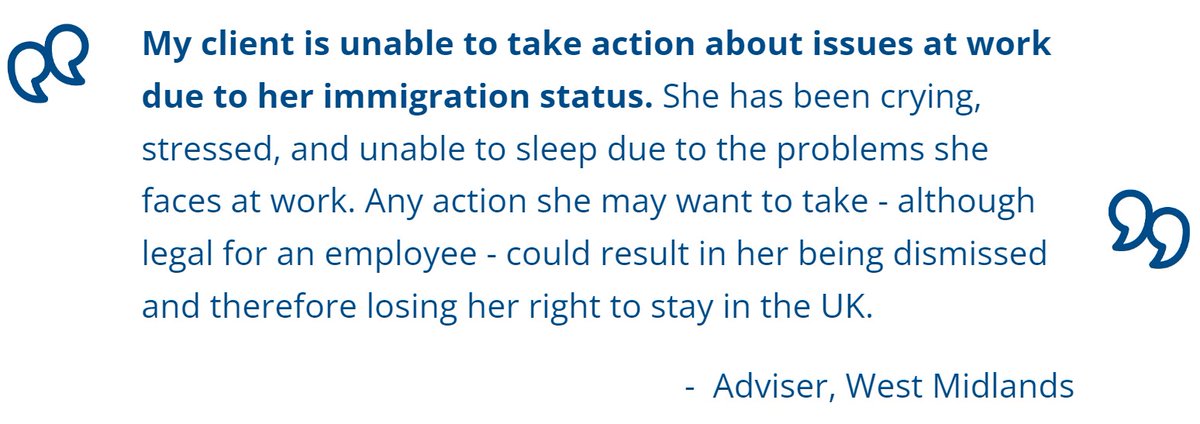 1/ 🧵 Today we published our report analysing the cases of 150 migrant care workers who have come to Citizens Advice for help. The results are stark - people on the Health and Care Worker visa can’t safely stand up for their rights, leave a bad job, or even report their employer.