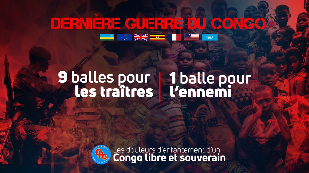 ChristosMuk's tweet photo. Cette guerre est la dernière et nos ennemis le savent. 
Ils ne s’arrêteront pas tant que nous n’aurons pas posé les deux genoux à terre.
Notre résistance fait très mal mais résistons camarades. 
Résistons pour l’honneur de la lutte de nos aïeux et la dignité de nos enfants. 
Résistons pour ne pas trahir le serment de liberté hérité de nos ancêtres et que nous léguons avec fierté à notre postérité pour toujours.
Peuple Grand, Peuple libre à Jamais, Souffrons stoïques des douleurs d’enfantement d’un Congo réellement libre et souverain voulu par les martyrs de notre indépendance connus et inconnus.
Luttons car Sans la lutte nous n’obtiendrons rien. Ni aujourd’hui ni demain.

La Patrie ou la Mort, nous vaincrons ✊🏼