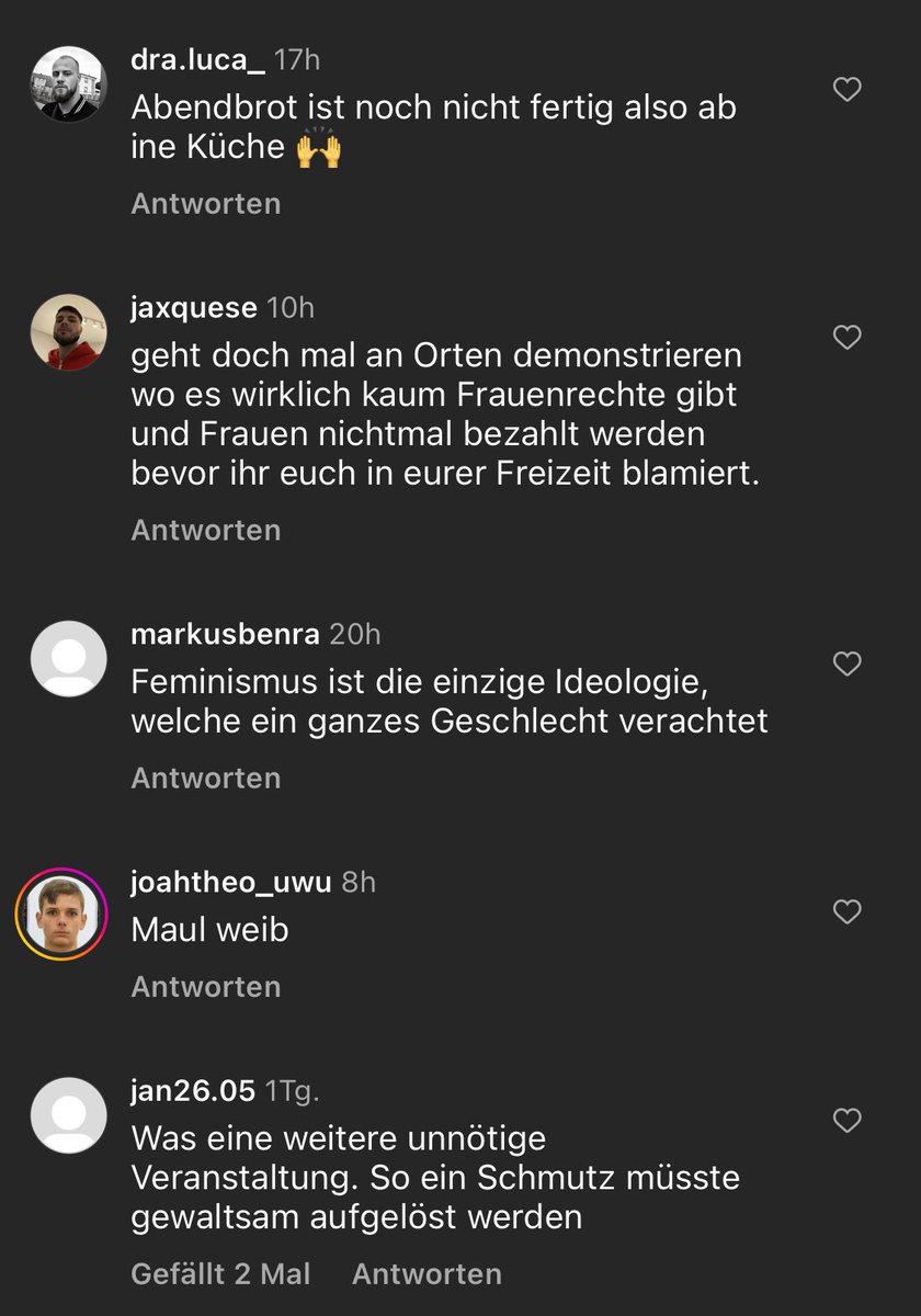 Meine Kollegin @annarmpeters hat auf Instagram ein Video zum Frauentag hochgeladen. Die Kommentare zeigen deutlich, warum es 2024 essenziell ist sich gegen Sexismus einzusetzen. Die Unabhängigkeit & die Rechte von Frauen werden in Zeiten des Rechtsrucks weltweit massiv bedroht.