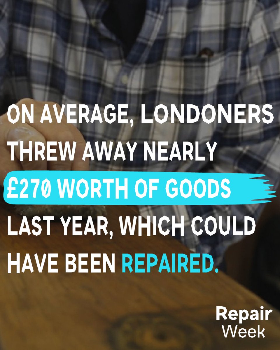 Repair Week 2024 is here! 🎉 Join us for our annual celebration of repair throughout London where we invite you to gain repair skills, fall back in love with your stuff and help save some money and the planet while you’re at it! 🔗 zurl.co/1FB8 #RepairWeekLDN