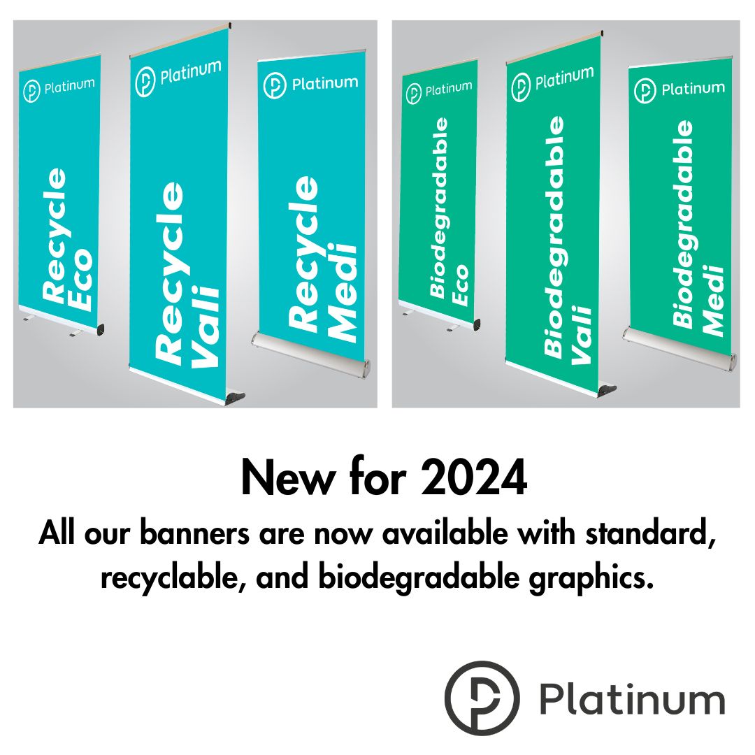 PlatPrint's tweet image. Exciting update, our pull-up banners now come with more sustainable choices! Opt for standard, recyclable, or biodegradable materials. Your choice can make a big difference! 
zurl.co/A2yD 
#rollerbanners #morechoice #SustainableBanners #ChooseGreen
