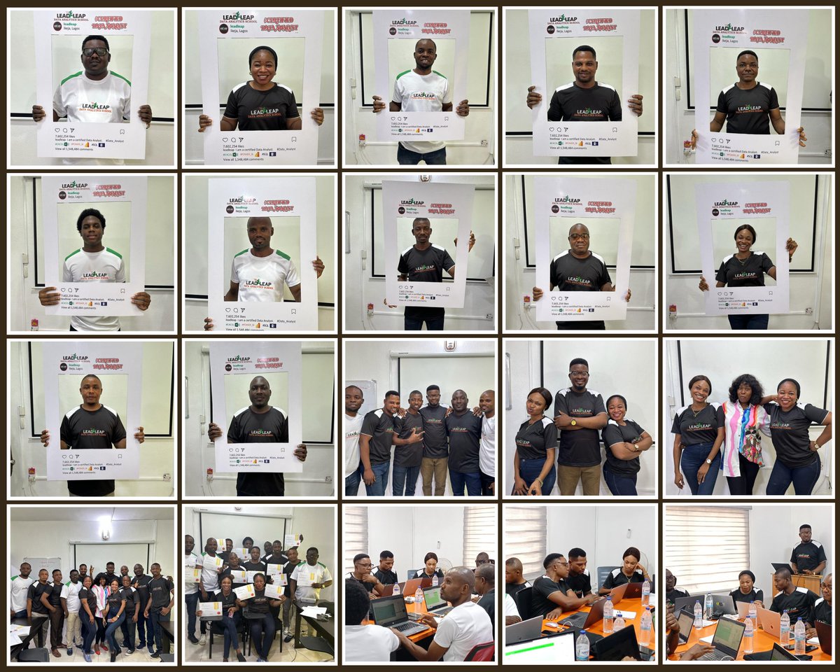 leadleapconsult's tweet photo. CONGRATULATIONS to all our certified Data Analysts in our February Cohort! 

You are so amazing!

 Your dedication and hard work are incredible, and you should be very proud of your huge accomplishment. 

Well done!

Choose Lead-Leap Data Analytics School https://t.co/iqWeCuycGS