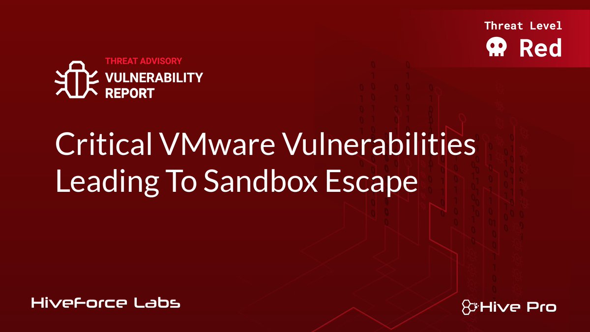 Critical VMware Vulnerabilities Leading To Sandbox Escape

Read HiveForce Labs' threat advisory: lnkd.in/gHtksRAc

#threatadvisory #HiveForceLabs #HivePro #VMware #sandboxevasion #ThreatAdvisory #Attack #alert #security #Cybersecurity #ThreatHunting #ThreatIntel #InfoSec