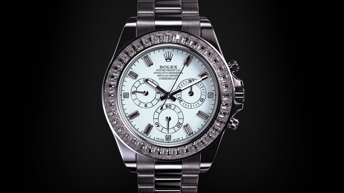 Custom Rolex design, modeled in Cinema 4d and rendered with Redshift.

#vv #visualvertex #Rolex #Daytona #Platinum #Diamond #Bezel #Watches #jewelry #design #modeling #3d #rendering #animation #jewellery
