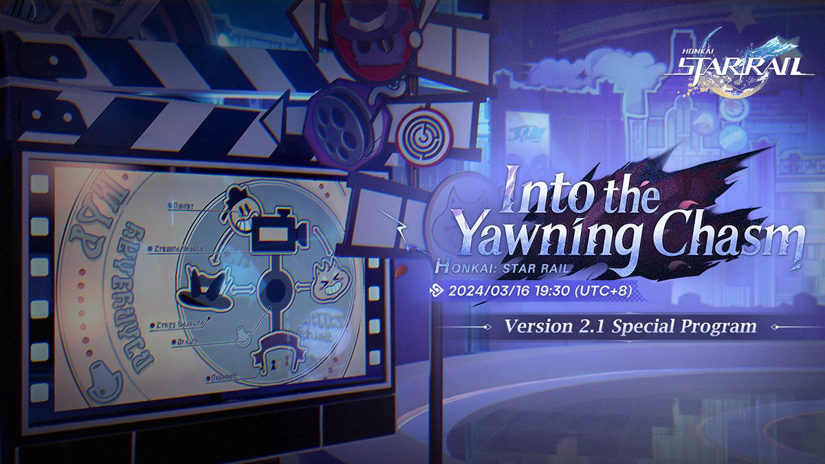 Hi, Trailblazers! The Honkai: Star Rail Version 2.1 "Into the Yawning Chasm" Special Program will be released officially on March 16 at 19:30 (UTC+8).

YouTube: youtube.com/channel/UC2PeM…
Twitch: twitch.tv/honkaistarrail

This live stream will feature introductions to the characters