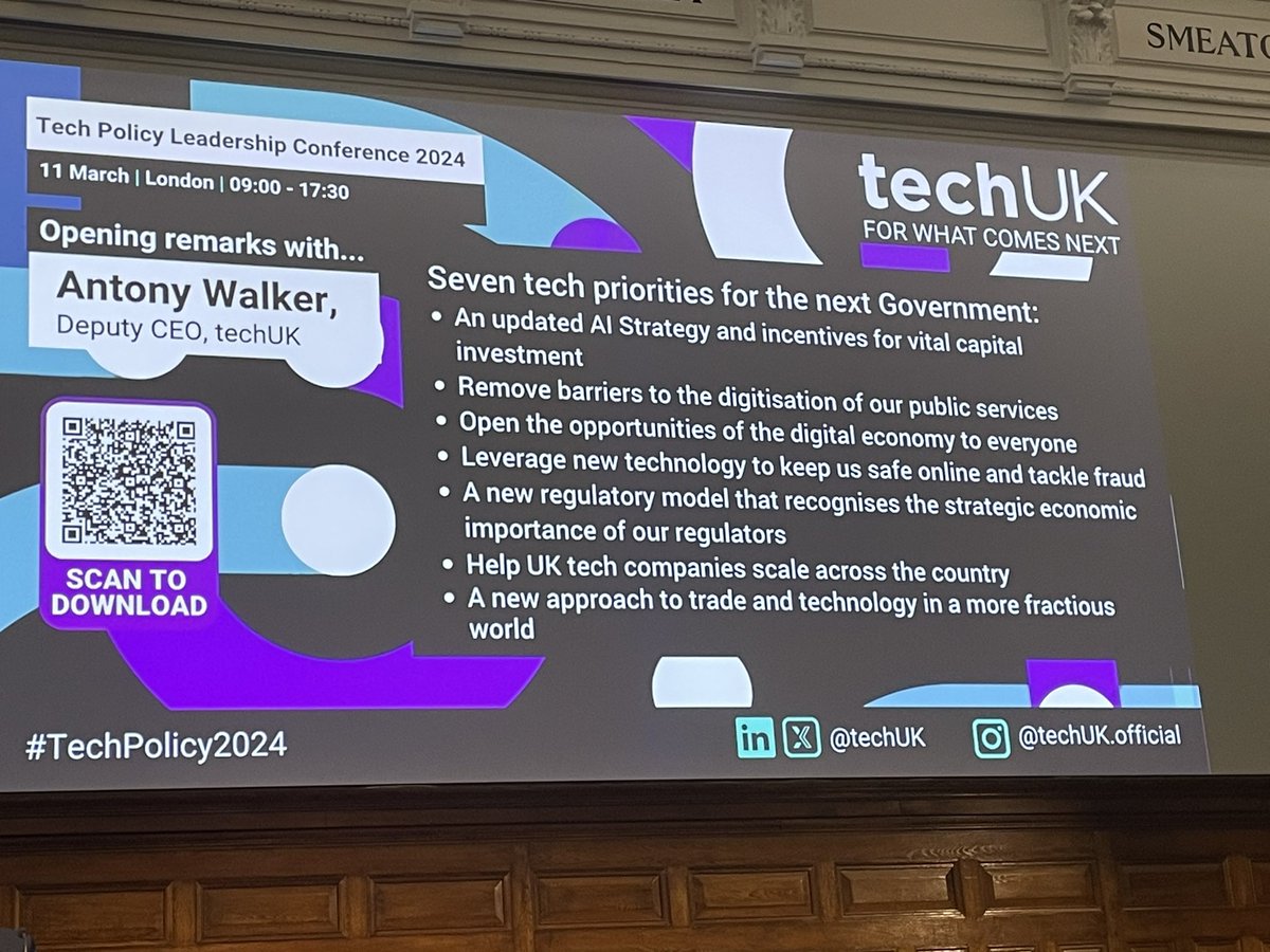 Good to see strong synergies between the #space sector and <a href="/techUK/">techUK</a>’s 7 tech priorities announced at #TechPolicy2024.  <a href="/UKspace/">UKspace</a> is working with #techUK, <a href="/ADSgroupUK/">ADS Group</a> &amp; <a href="/SPace_A_Network/">Space Academic Network</a> to highlight opportunities and strengths that could drive UK growth