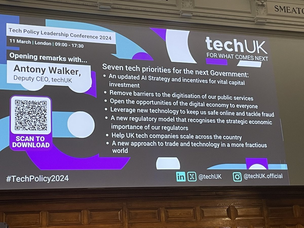 Good to see strong synergies between the #space sector and @techUK’s 7 tech priorities announced at #TechPolicy2024.  @UKspace is working with #techUK, @ADSgroupUK & @SPace_A_Network to highlight opportunities and strengths that could drive UK growth