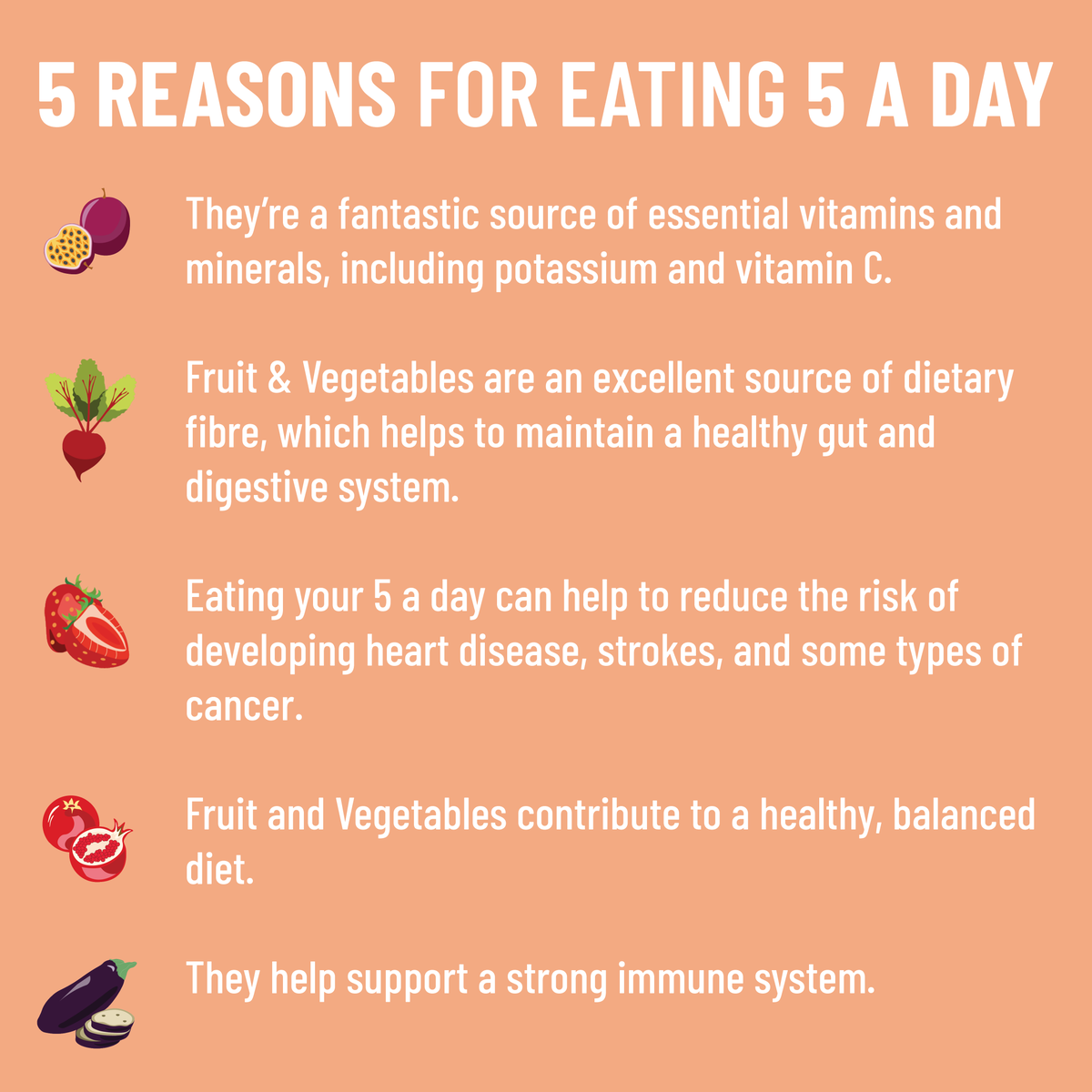 This week we are going to fuel you with goodness, one post at a time! #nutritionandhydrationweek #NHWeek Our Nutritionists love to go into our schools to teach children about the benefits of eating a healthy balanced diet. 5 reasons for eating 5 a day 👇