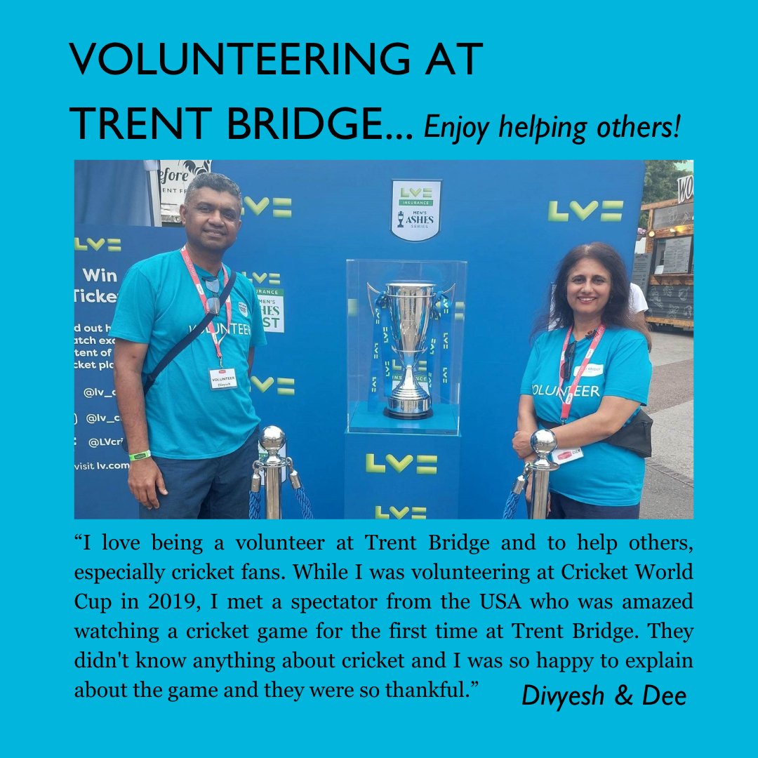 We are looking to recruit Spectator Services Volunteers for the 2024 season. Help us deliver outstanding customer service by being friendly, enthusiastic & approachable, and upholding Trent Bridge's reputation as somewhere all enjoy visiting. Read more➡️ bit.ly/3GOqO1f