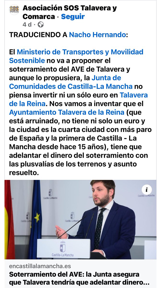 Increíble. ¿Cuando vamos a despertar? @sostalavera 
Nos toman como idiotas, ¿cuánto más tiene que aguantar esta comarca para que diga hasta aquí? Se ríe todo el mundo de nosotros y encima, lo peor de todo es que se lo permitimos. De las ciudades con más paro de toda España, y…