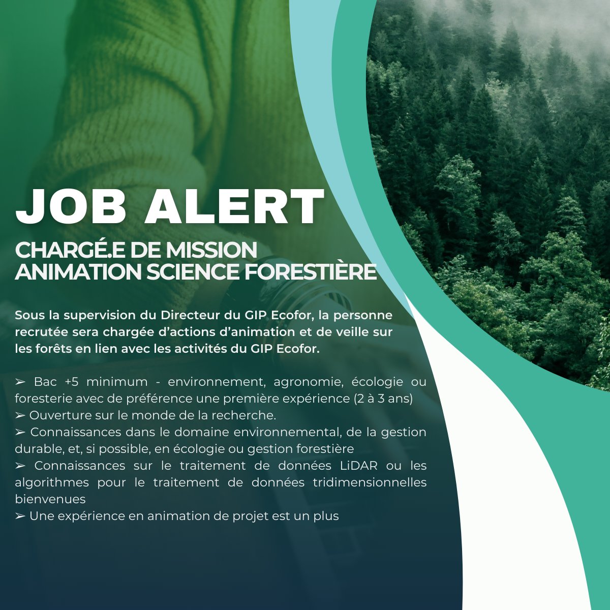 💼 JOB ALERT 🌳Le GIP Ecofor recrute un.e chargé.e de mission animation science forestière 📍Paris, France 🔗 Pour plus d'informations : gip-ecofor.org/le-gip-ecofor-… #agronomie #foresterie #recrutement #lidar #gestiondurable #foret