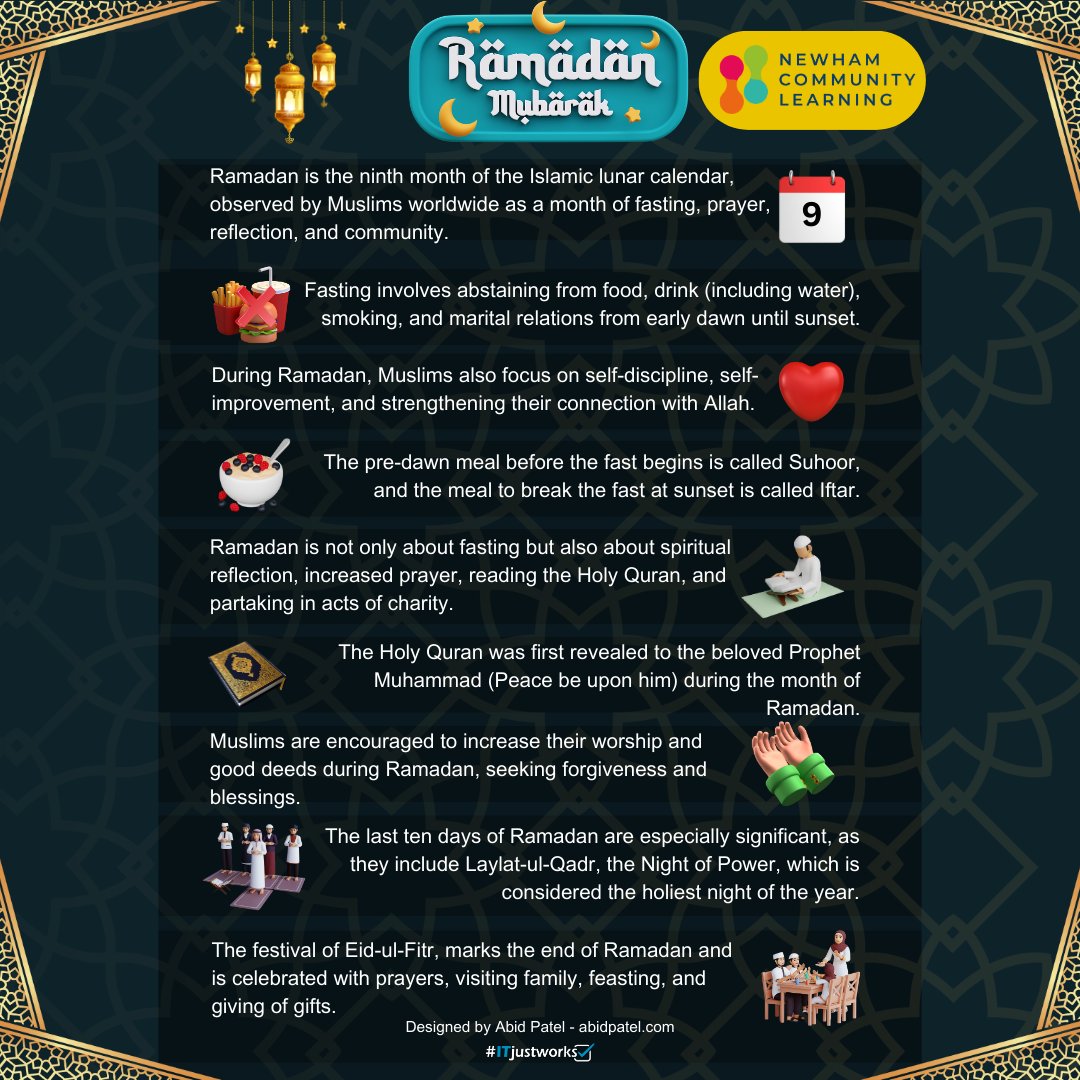 Wishing a blessed #Ramadan to all! The NCL Trust and all our schools @EastleaSchool @ListerSchool @PortwayE13 @Rokeby_School @SBonnellSchool and @SelwynE13 stand with our Muslim community in celebrating peace, reflection & growth. #RamadanKareem