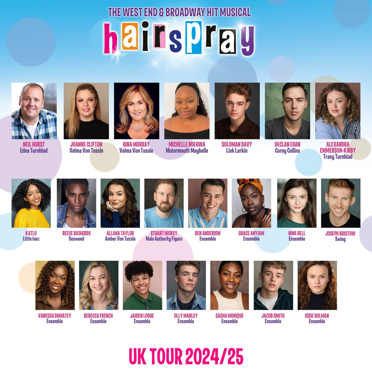 HAIRSPRAY 2024/5 UK AND IRELAND TOUR - NEWS The 2024/25 UK and Ireland tour of Hairspray has announced initial casting and the tour dates for the smash hit musical. Read everything here: londontheatrereviews.co.uk/post.cfm?p=194…