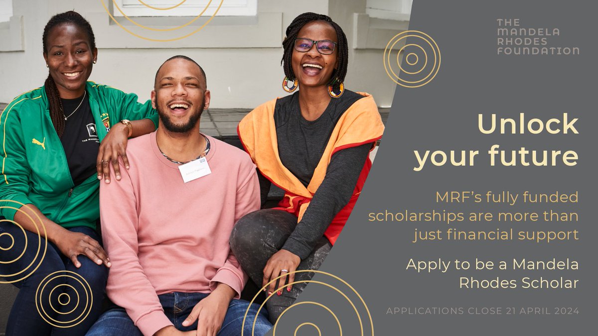 The Mandela Rhodes Scholarship equips scholars to address Africa's challenges with innovation and compassion. Join the 2025 class! Click here to learn more: bit.ly/48NpLKm Applications open 14 March.
