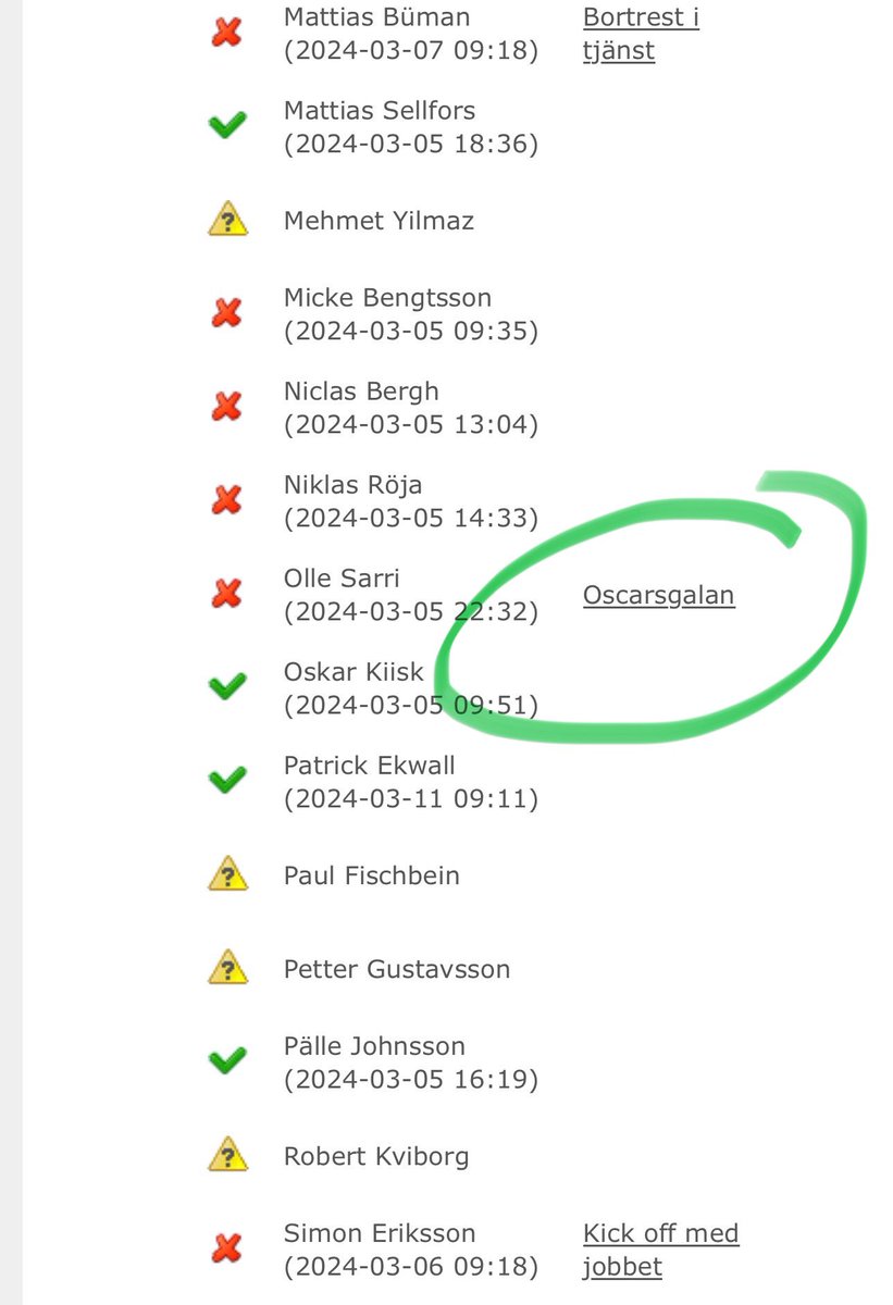 Är det här verkligen skäl som är bra nog för ett återbud till tisdagskvällens träning? <a href="/fcsamp/">FC Sampierdarenese</a>