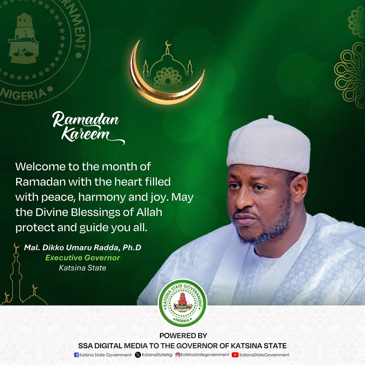As the blessed month of Ramadan dawns upon us, I extend heartfelt greetings to the resilient people of Katsina State. Ramadan is a time of spiritual reflection, devotion, and compassion—a period where we draw closer to our faith and seek the blessings of Allah. During this