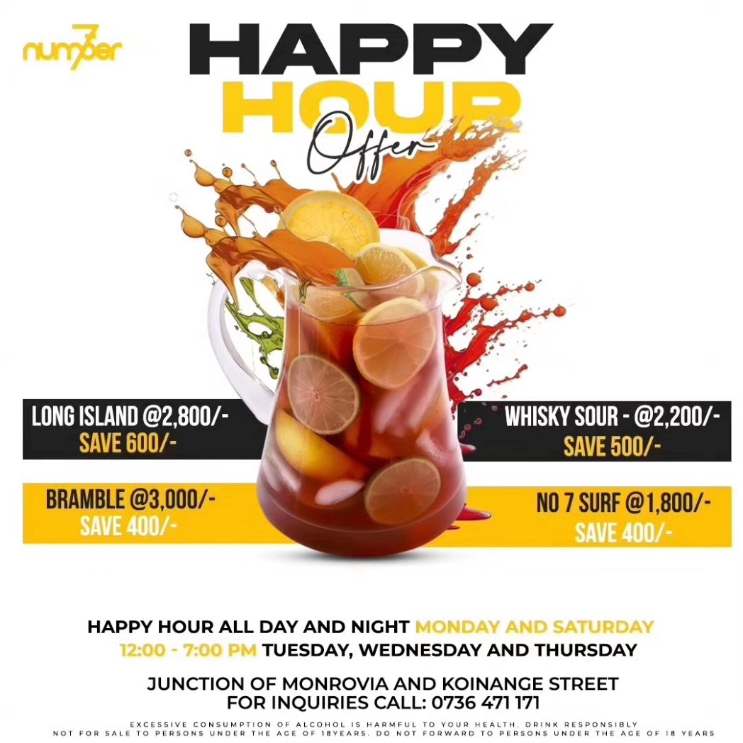 number7nairobi's tweet photo. Long time since we had some uptown reggae vibes plus happy hour all day vibes.... Monday is no longer dull๐ฅ
#uptownreggae #happyhourallday #cocktails #foodie #happy #goodmusic #nairobi https://t.co/Bvj8aAGMxx