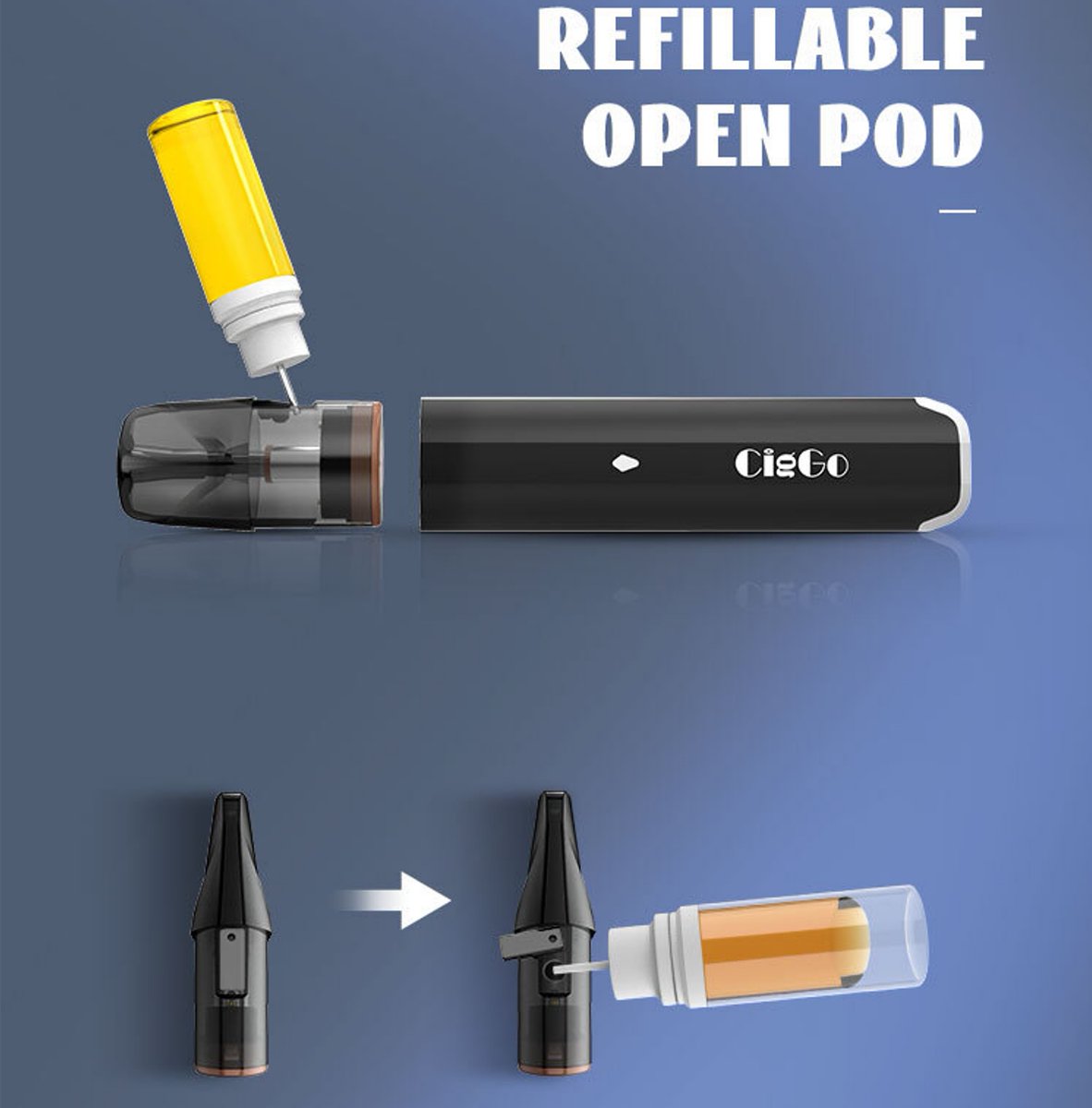 EPEVAPE_CLUB's tweet photo. CigGo Bysoul Refillable Pod Vape System Kit
-Device Size:23*13.2*116MM
-750mAh rechargeable battery device
-Type-C USB charger
-Colorful lights light up in turn at the
bottom.
-5 Colors Available.

#vape #disposablevape #wholesaleivape #vapes #puff #atomizer #ecigarette #ciggo https://t.co/sox2MSPjoB
