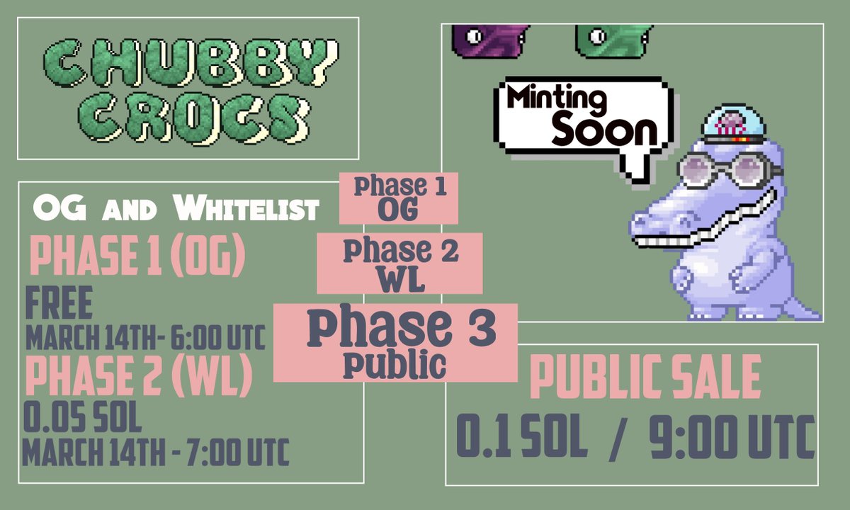 ChubbyCrocs's tweet photo. Mint Coming up this week 🐊🔜

Whos ready? 🚀

#solana #NFT https://t.co/18HF4qeS1V