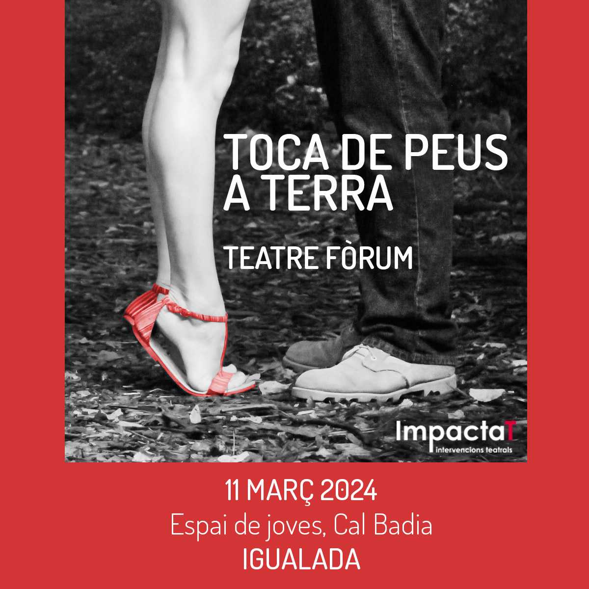 impactat_teatre's tweet photo. TOCA DE PEUS A TERRA.
#Teatrefòrum sobre la prevenció violència de gènere en les relacions a l'etapa adolescent.
👉Pels joves de l’Espai de Joves #CalBadia d’Igualada, i joves d’#Igualada sou benvinguts!
📍Dilluns 11 de març a les 18h.
#igualadajove #igdjove #8M #teatresocial https://t.co/6vttPmazfE