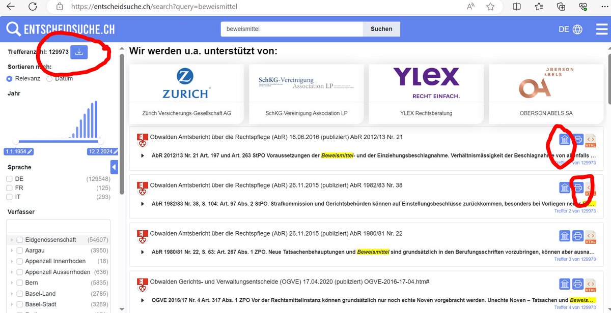 entscheidsuche's tweet photo. Neue Funktionen auf https://t.co/p6mw8P5dAi: 
- Deeplink zur gescrapten Gerichtswebseite
- Druck-Ansicht-Button
- Batch-Download der Suchergebnisse mit #Scigate von @BoenteWalter https://t.co/ruO3569KTm