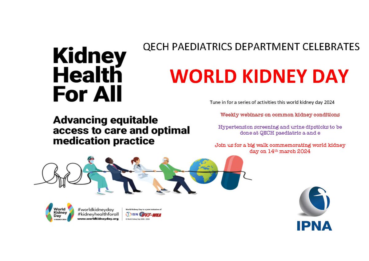 IPNA_PedNeph's tweet photo. 👏👏👏Congratulations to Dr. Ethwako Geraldine Mlia Phiri (Malawi) for her winning project in the IPNA #WorldKidneyDay Contest: “Raising Awareness of Paediatric Kidney Disease in Blantyre Malawi” supported by 4,000 USD from @IPNA_PedNeph 

@worldkidneyday @AfricanAFRAN 
#pedneph https://t.co/K309mMYO9S