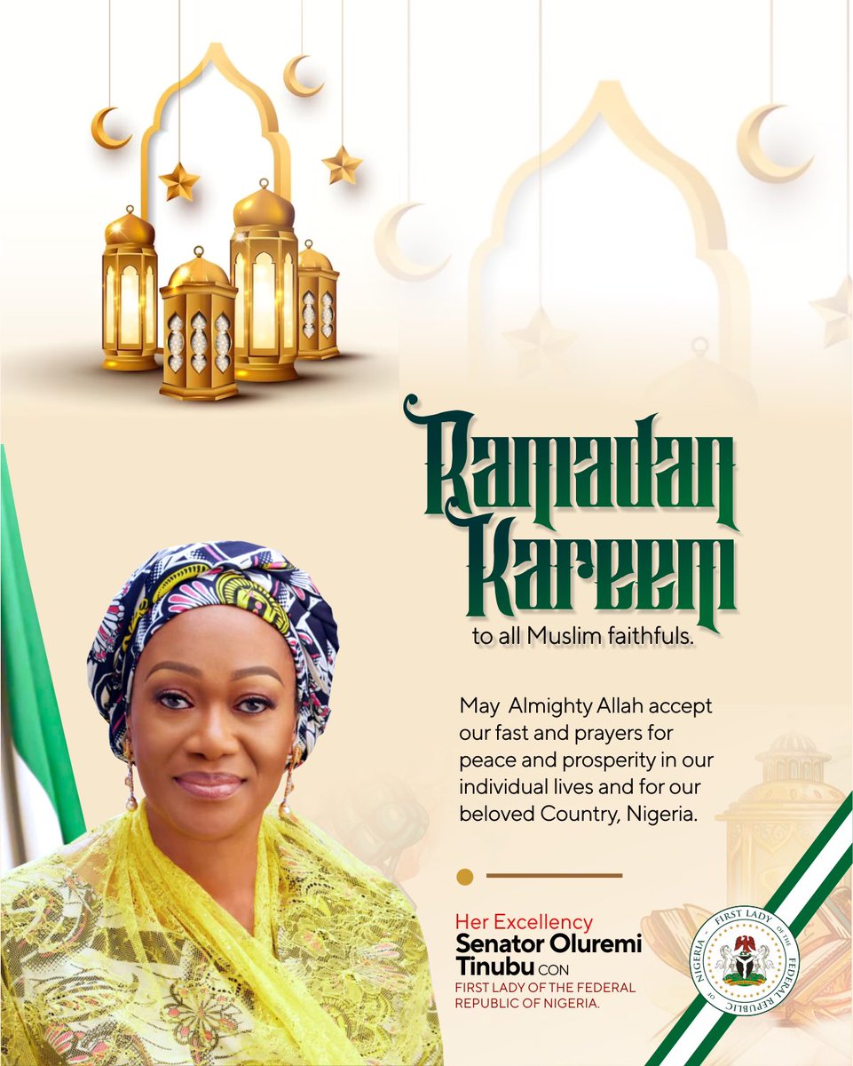 Ramadan Kareem to all Muslim faithfuls. May Almighty Allah accept our fast and prayers for peace and prosperity in our individual lives and for our beloved Country, Nigeria.