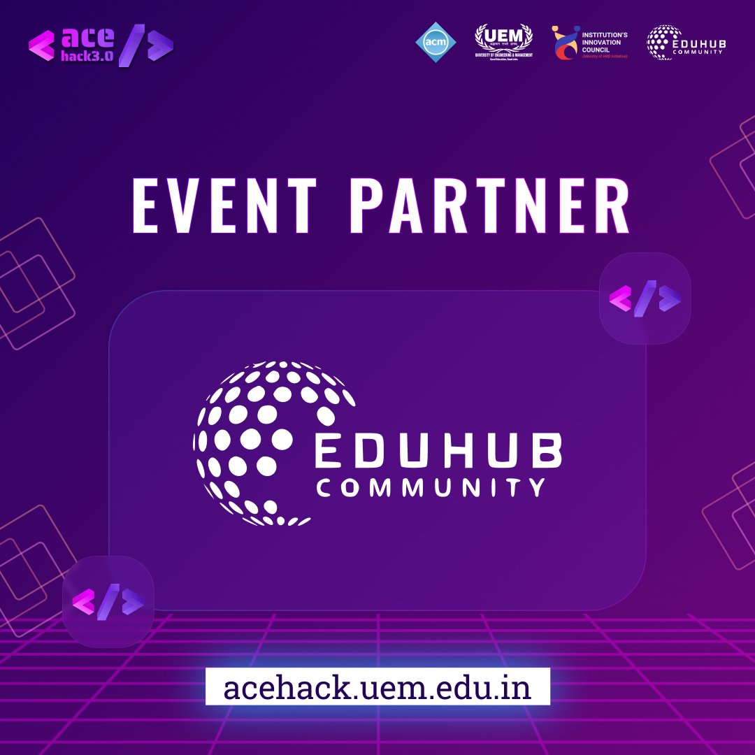 Elevating innovation with Eduhub @CommunityEduhub, our event partner at AceHack 3.0! 🚀 Grateful for their support in pushing boundaries and shaping the future.🔥 Register now :-acehack-3.devfolio.co #Acehack #hackathon