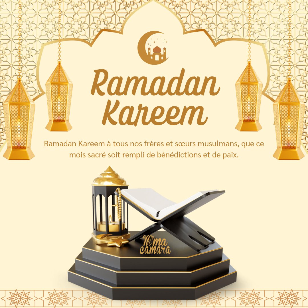 MmahCAMARA's tweet photo. Ramadan Kareem à tous nos frères et sœurs musulmans. Que ce mois sacré soit rempli de bénédictions et de paix.

#ramadanmubarak #ramadankareem #RamadanKareem2024 #namastecheers @followers https://t.co/vIeYhITSXa