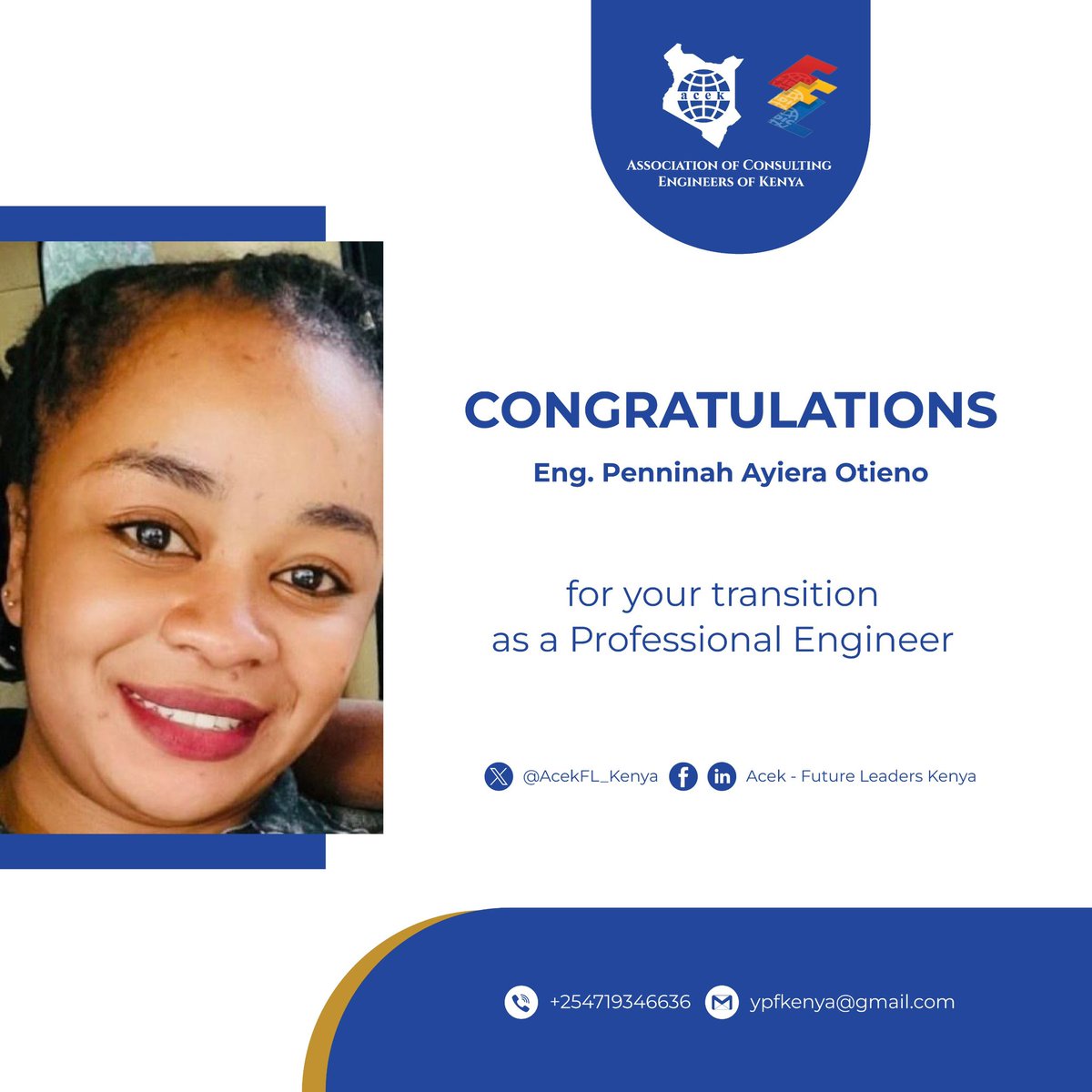 AcekFL_Kenya's tweet photo. Congratulations to our engineers who recently transitioned to becoming professional engineers ! @ACEK1968 @EngineersBoard @TheIEK @mundu_useful @IngNdolo @otienogallo @AkinyiAdhoch @engabuto @JohnJai32516199 @nyaisangajo @fatahabdi25 @noella_fay @PatrickWambulwa @janemutulili https://t.co/TEPXobiVl7