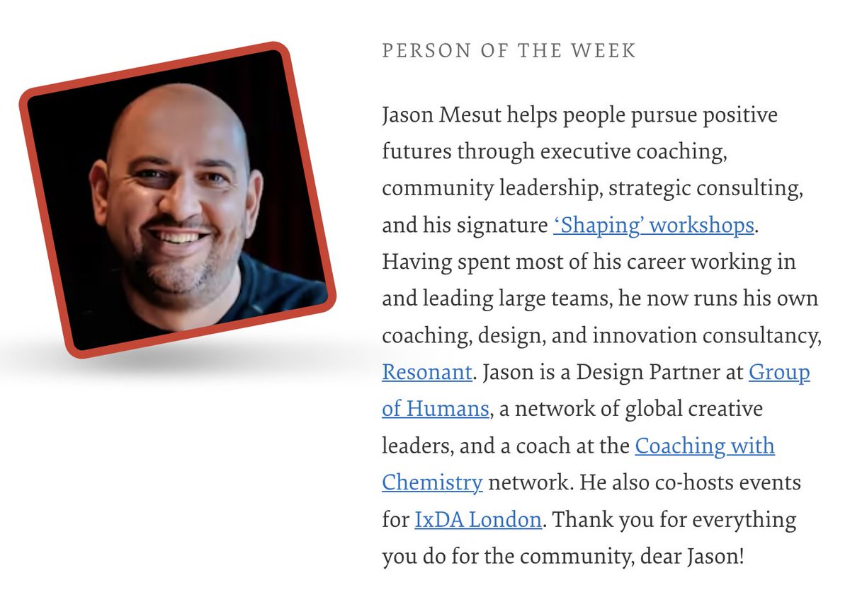 Our Person of the Week is a coach, mentor, and community leader passionate about helping people pursue positive futures. Please give a warm round of applause for... Jason Mesut!

Thank you for everything you do for the community, dear @jasonmesut!

#smashingcommunity
