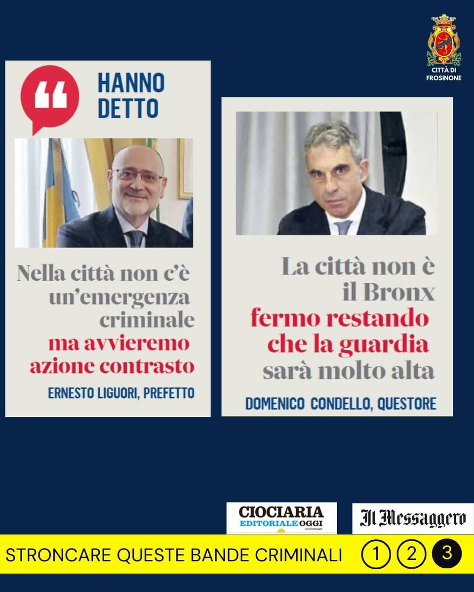 Si deve togliere ossigeno a queste gang. 
Il servizio di videosorveglianza del Comune ha dimostrato di essere un’arma in più per le forze dell’ordine. 
Ma terremo la guardia sempre più alta. La sicurezza dei cittadini è, e rimane, una nostra priorità. #Frosinone