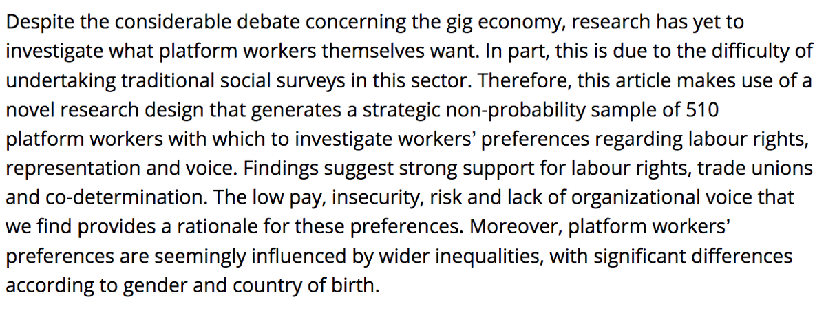 We have a new @BJIR_Editor article out 'What do platform workers in the UK gig economy want?' onlinelibrary.wiley.com/doi/full/10.11… @GigRights @ncmartindale @BrendanBurchell @BristolUni_BSch @CamSociology @NuffieldCollege