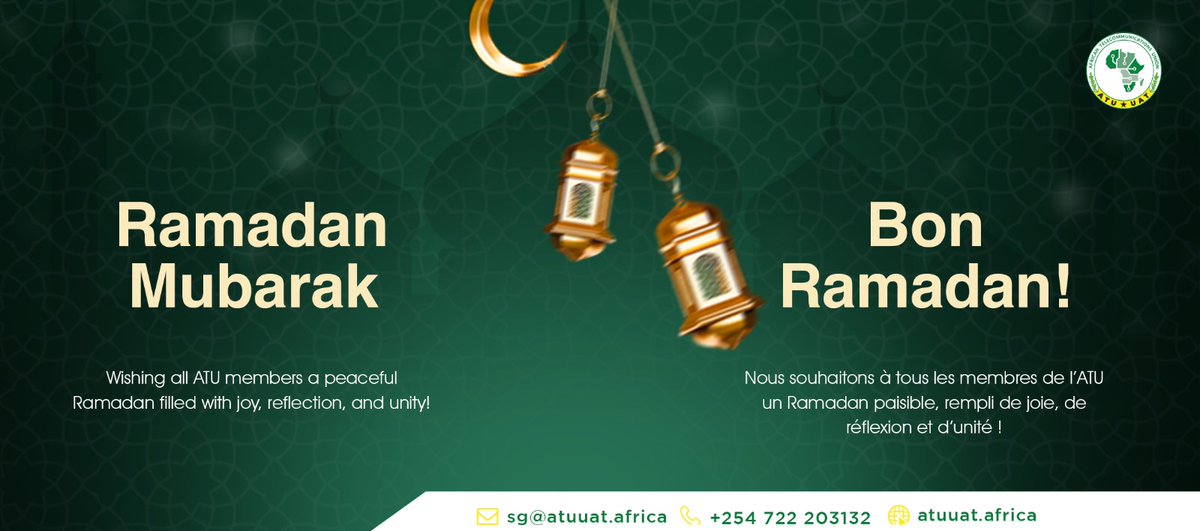 We at @atu_uat wish the ATU members and the continent of #Africa Ramadan Mubarak!