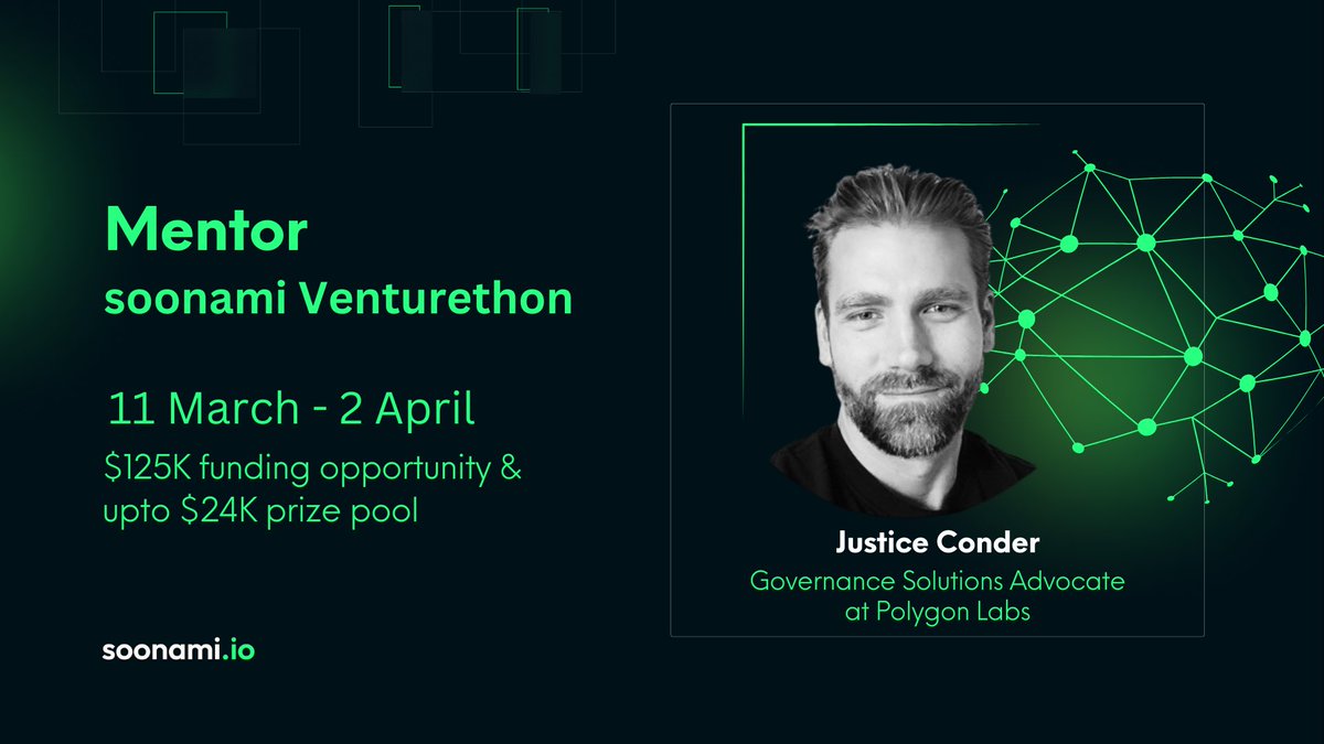 soonami_io's tweet image. MENTOR ANNOUNCEMENT 📣 

We've got an amazing lineup of activities and networking opportunities planned for you, including a special guest appearance by @singularityhack Governance Solutions Advocate at @0xPolygon Labs .💙

He will be joining us to discuss how the Polygon…