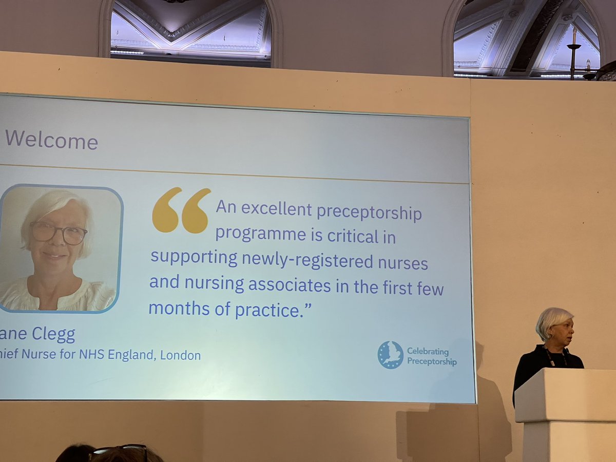 Opening speaker Jane Clegg, Chief Nurse for NHS England, London. The importance of preceptorship - critical in supporting nurses midwives AHPs and nursing associates in their early careers #celebratingprecetorship
