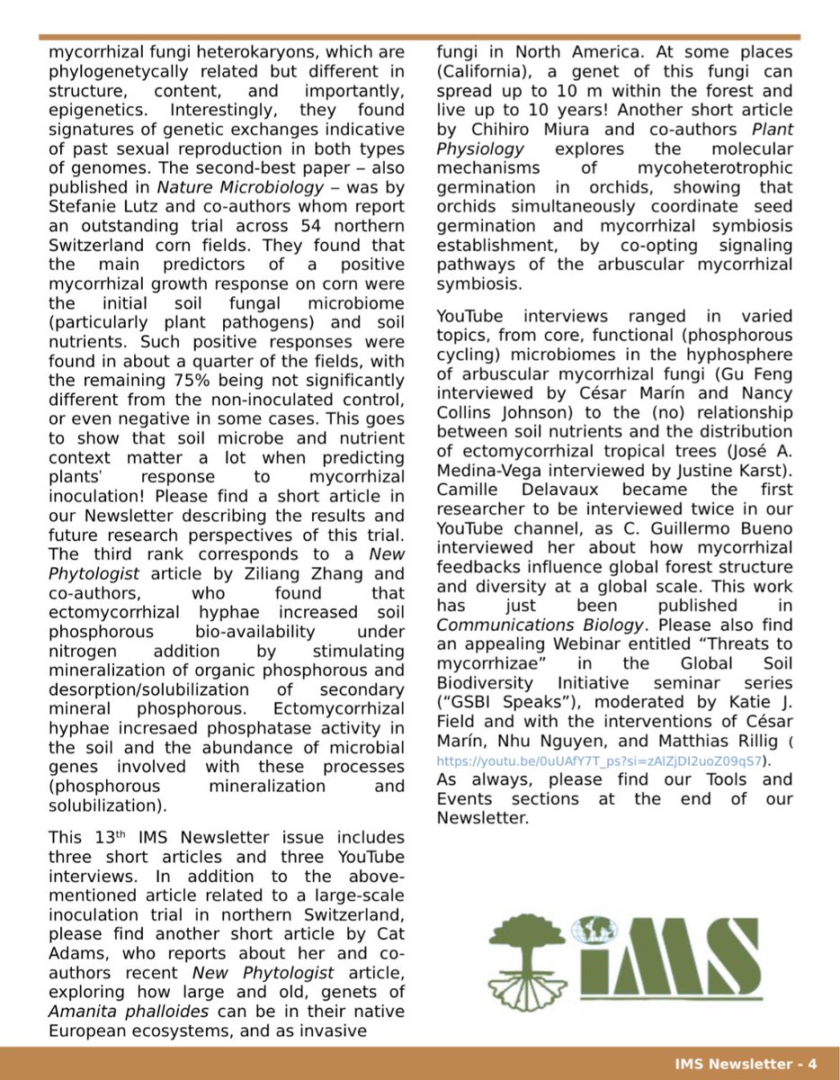 The 13th issue (Vol. 5, Issue 1) of the IMS Newsletter is finally out 🤗 @ICOM_12 is coming and important news are announced: deadlines, call for awards, positions for IMS board, proposals to organize ICOM14 and much more.. All info here 👇 …uthmycorrhizasorg.files.wordpress.com/2024/03/imsnew…