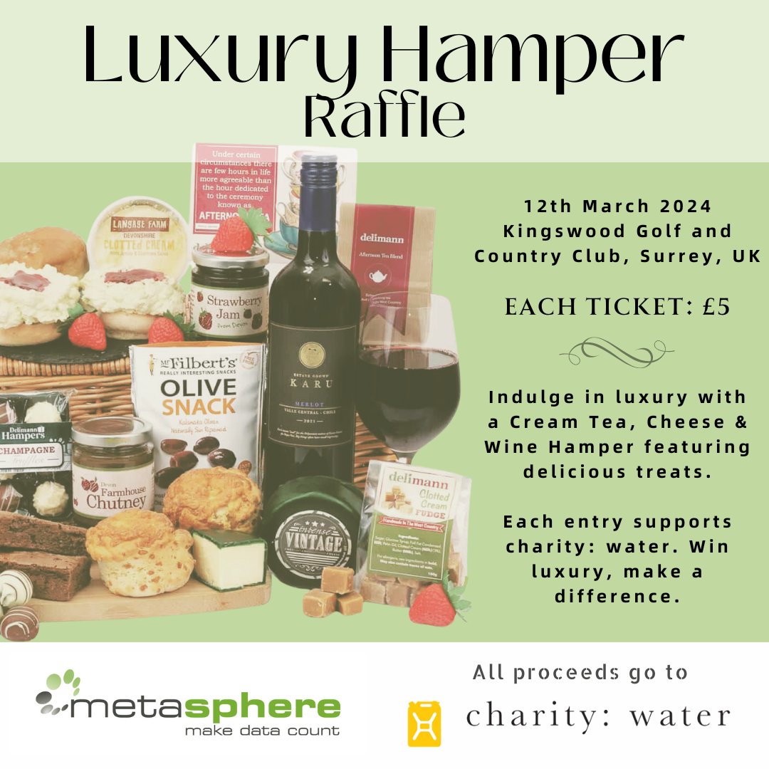 Metasphere (@metasphereuk) on Twitter photo Join us at the SWIG 'Sensing as a Service' workshop tomorrow, 12 Mar 2024, to support a great cause.
We'll be holding a raffle, with proceeds donated to <a href="/charitywater/">charity: water</a> , a nonprofit organisation dedicated to bringing clean and safe water to people around the world. Join us at the SWIG 'Sensing as a Service' workshop tomorrow, 12 Mar 2024, to support a great cause.
We'll be holding a raffle, with proceeds donated to <a href="/charitywater/">charity: water</a> , a nonprofit organisation dedicated to bringing clean and safe water to people around the world.