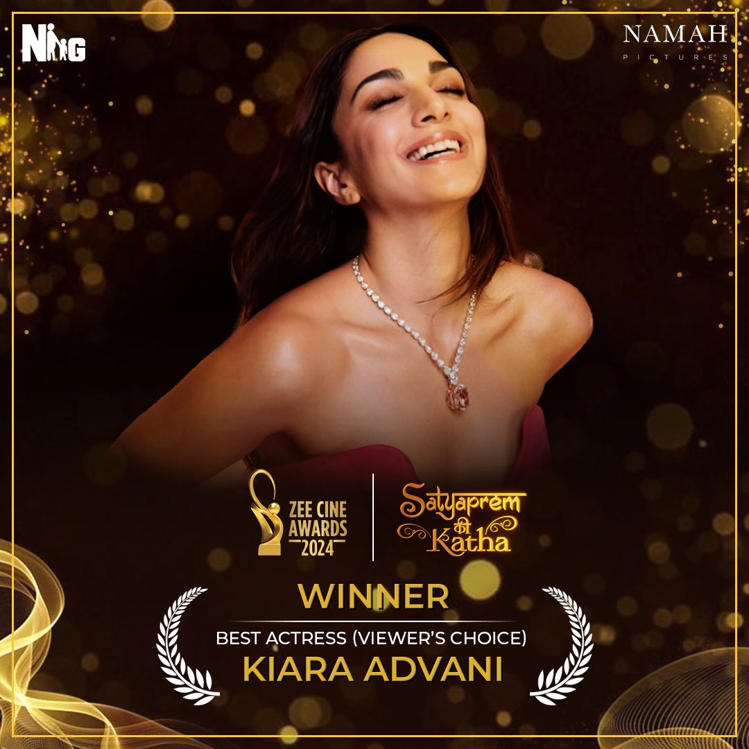 Celebrating our lovely Katha, @advani_kiara on winning everybody’s hearts with The Best Actress Viewers Choice Award at the @ZeeCineAwards for #SatyaPremKiKatha ❤️🏆✨