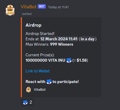 VitaInuCoinGER's tweet photo. Auf dem #VINU #Discord gibt es zur Feier des Tages einen #airdrop $VINU 🥳

Schaut vorbei! 

https://t.co/qP7muoCc95 https://t.co/oBLETuaJTH