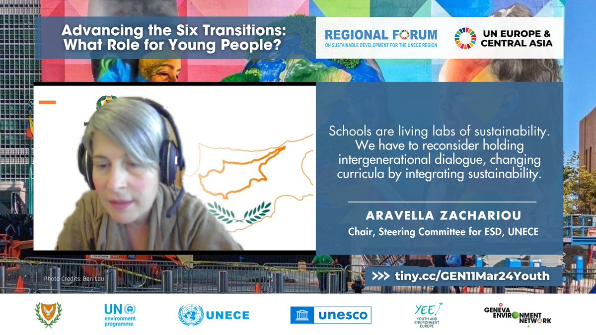 GENetwork's tweet photo. @UNEP_Europe @UNECE @SustDev @CyprusInGeneva @UNESCO @UnescoGeneva @YEEnetwork @WondyAK @TheGlobalGoals @UNGeneva #Education is a key driver to accelerate action towards #SDGs, highlights Aravella Zachariou.
By putting #youth at the center of reform, we allow their views especially in mitigation action to shine, as well as their active engagement in managing #TriplePlanetaryCrisis. https://t.co/01J3jLQQoL