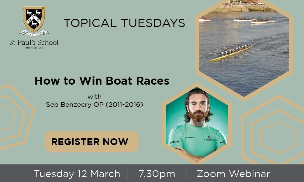 Join Seb Benzecry OP (2011-2016), President of Cambridge University Boat Club and part of the 2023 Boat Race winning crew, as he discusses all things rowing in the lead up to this year's Boat Race. Register now: buff.ly/49XPl0a