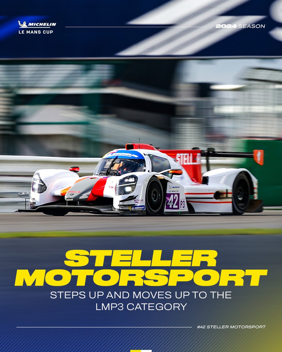 .@Steller_Msport is stepping up its game in 2024 by making the move to the LMP3 category! The British team is returning with a well-known lineup as @SylvainGuintoli and @SennanFielding gear up for their debut in the prototype class! #LMC #Michelin