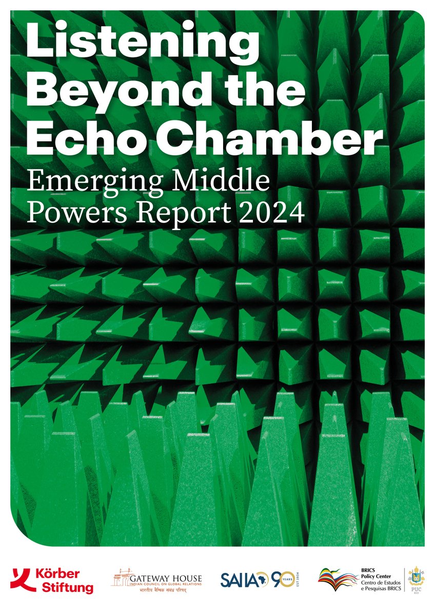 Coming soon: Our Emerging Middle Powers Report 2024! With @SAIIA_info @GatewayHouseIND @BRICSPolicy, we are releasing the first joint expert survey on foreign policy in Brazil, Germany, India and South Africa. Stay tuned until March 18th. #KEMP