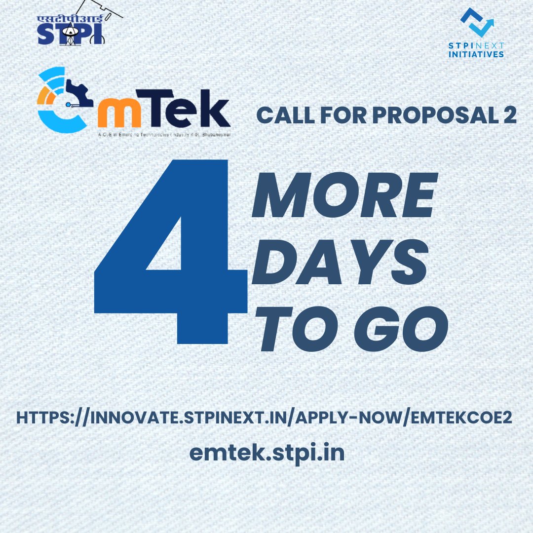 Inviting all industry 4.0 aspirants (students/startups/entrepreneurs/experts) to apply in to the call for proposal 2 in EmTek CoE . Apply here - innovate.stpinext.in/about-us/emtek… @arvindtw #EmergingTech