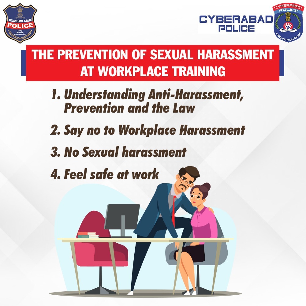 'Sexual Harassment Prevention Training' to create a safe workplace for everyone. Let's promote respect and prevent harassment together. #CyberabadShTeam #Dail100