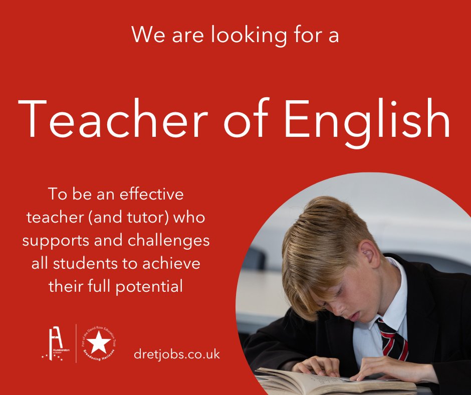 If you're looking to join a hard-working, friendly and supportive team that is student centred, we have the opportunity for you: bit.ly/3PfaAmk #Grimsby #English #teacher