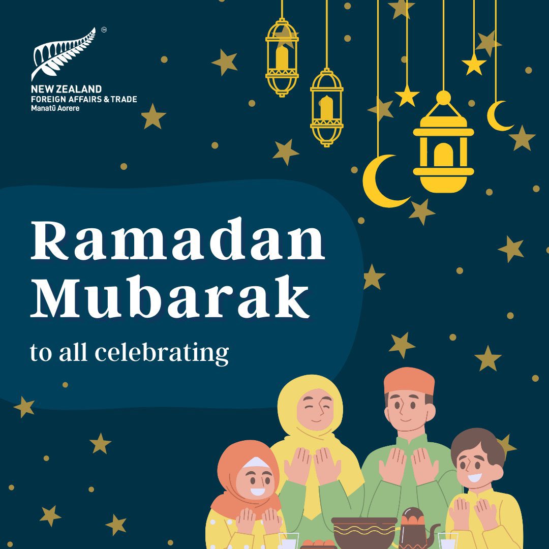 With the sighting of the new crescent moon, the Islamic community in New Zealand 🇳🇿 and around the world start the holy month of Ramadan. We wish all those celebrating, and who will be undertaking prayer and fasting in the month ahead a very happy Ramadan 🌙🙏#RamadanMubarak