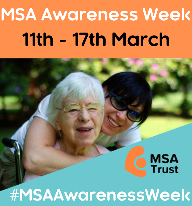 It is #MSAAwarenessWeek. Help us to spread awareness of this progressive neurological condition that affects around 3,300 people in the UK and Ireland. 

Keep your eyes on our social media over the coming week for ways to get involved and please share our posts.
