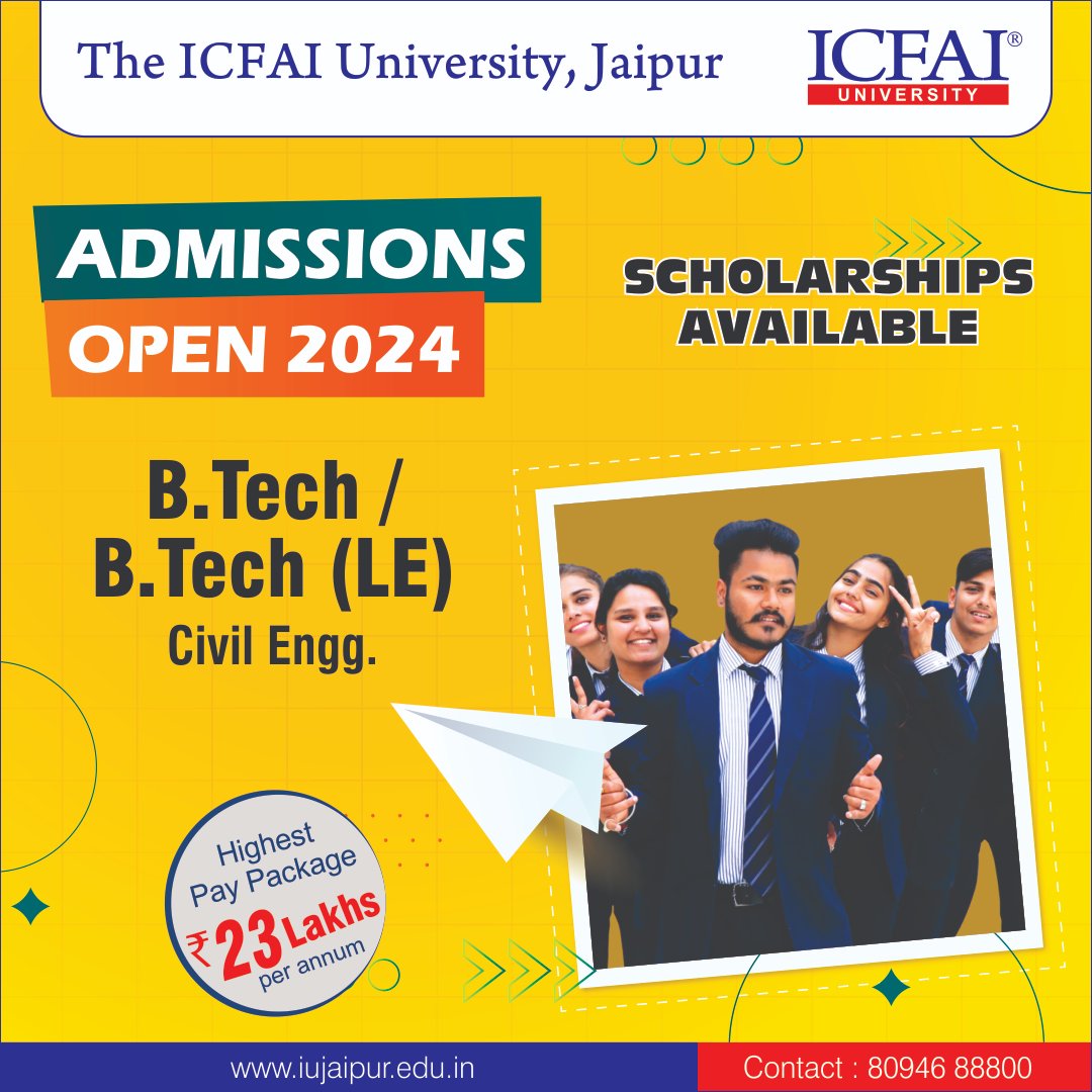 icfaijaipur_'s tweet image. 🌟 Explore Your Engineering Potential! 🏗️ Admissions Open for B.Tech and  (LE) Civil Engineering Programs! 🚀✨
🌐 iujaipur.edu.in
📞 Contact : 80946 88800
#BtechCivilEngineering #LEAdmissions #EngineeringExcellence #ApplyNow